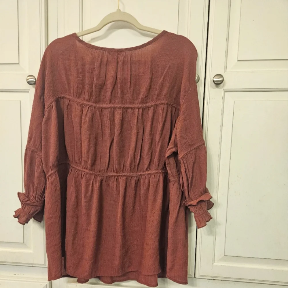 Rust Ruffle Tiered Tunic Top - Picture 5 of 5